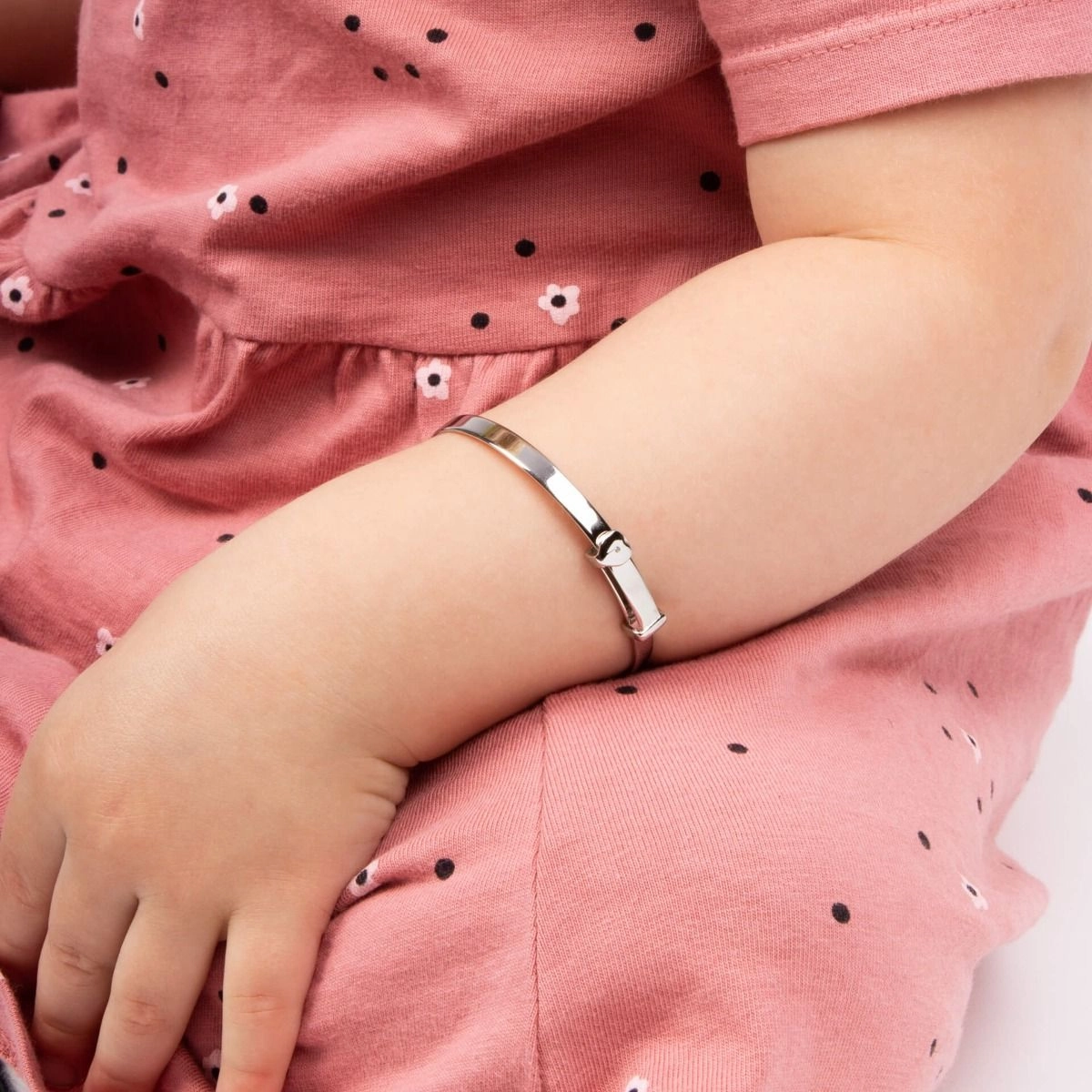 D for Diamond Heart Sterling Silver Baby Bangle B773