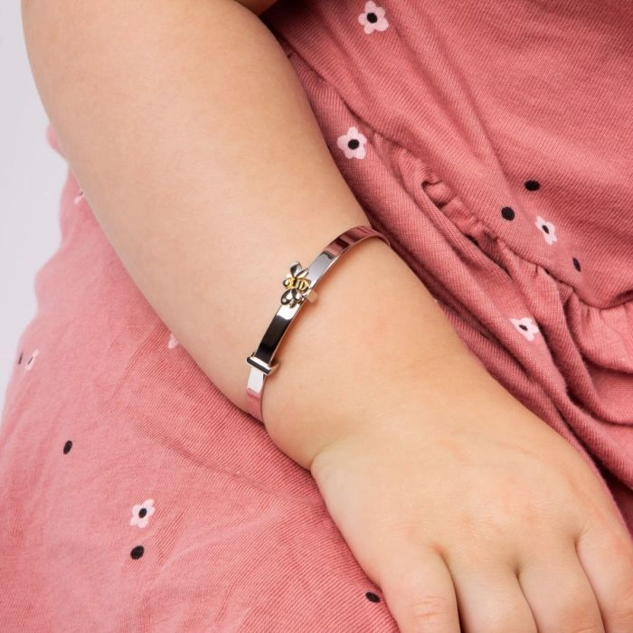 D for Diamond Sterling Silver Bee Baby Bangle B5369