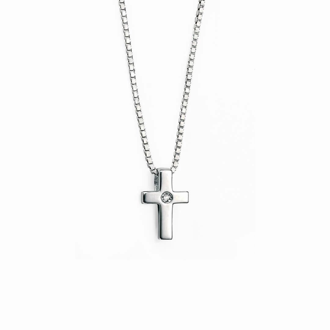 D for Diamond Sterling Silver Childrens Cross and Chain P800