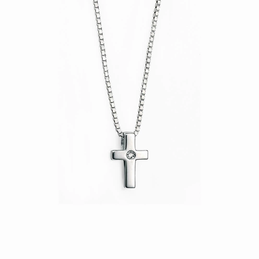 D for Diamond Sterling Silver Childrens Cross and Chain P800