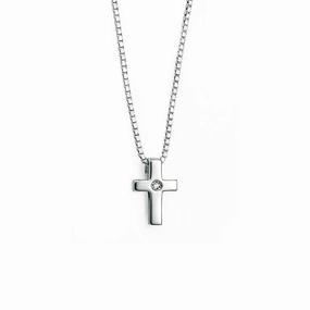 D for Diamond Sterling Silver Childrens Cross and Chain P800