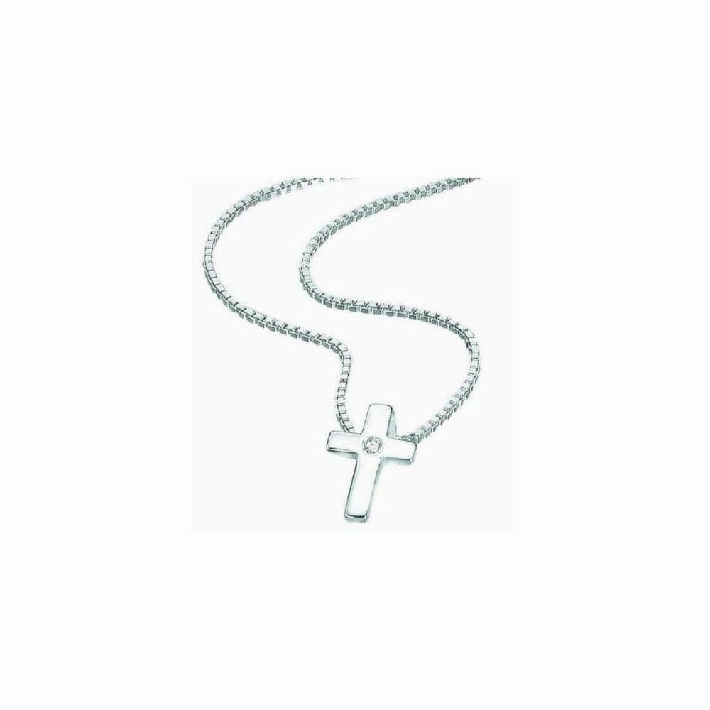 D for Diamond Sterling Silver Childrens Cross and Chain P800