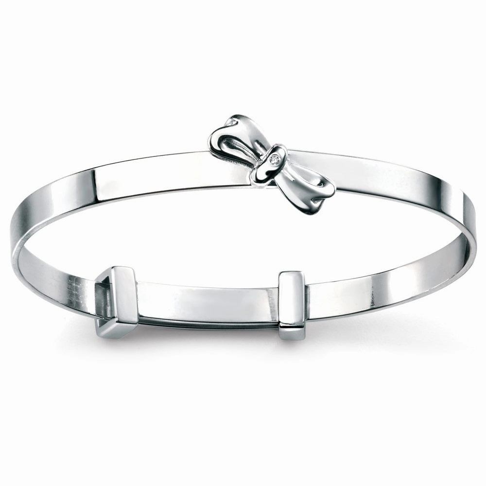 D for Diamond Sterling Silver Diamond Set Bow Bangle B4781