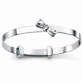 D for Diamond Sterling Silver Diamond Set Bow Bangle B4781