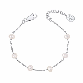 D for Diamond Sterling Silver Pearl Bracelet B5449W