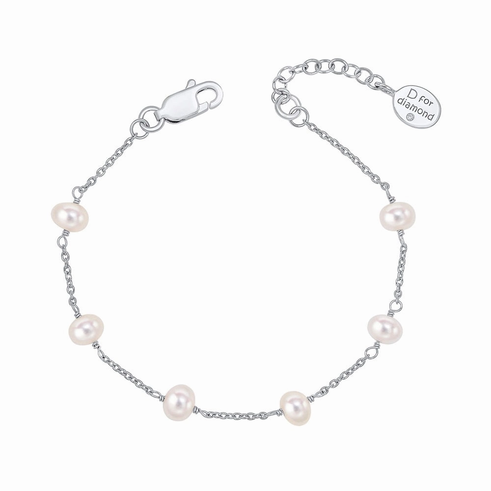 D for Diamond Sterling Silver Pearl Bracelet B5449W