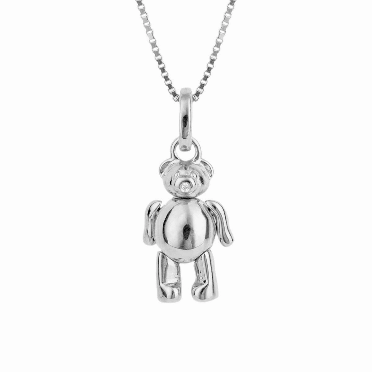 D for Diamond Sterling Silver Teddy Bear Necklace P5299
