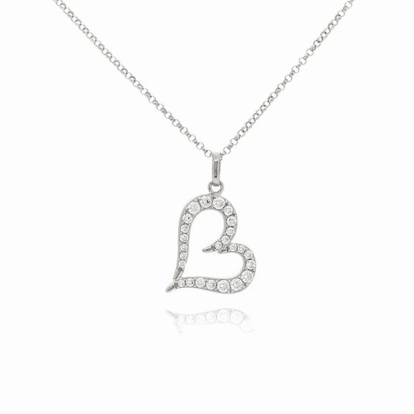 Danny Newfeld Cubic Zirconia Open Heart Pendant Necklace