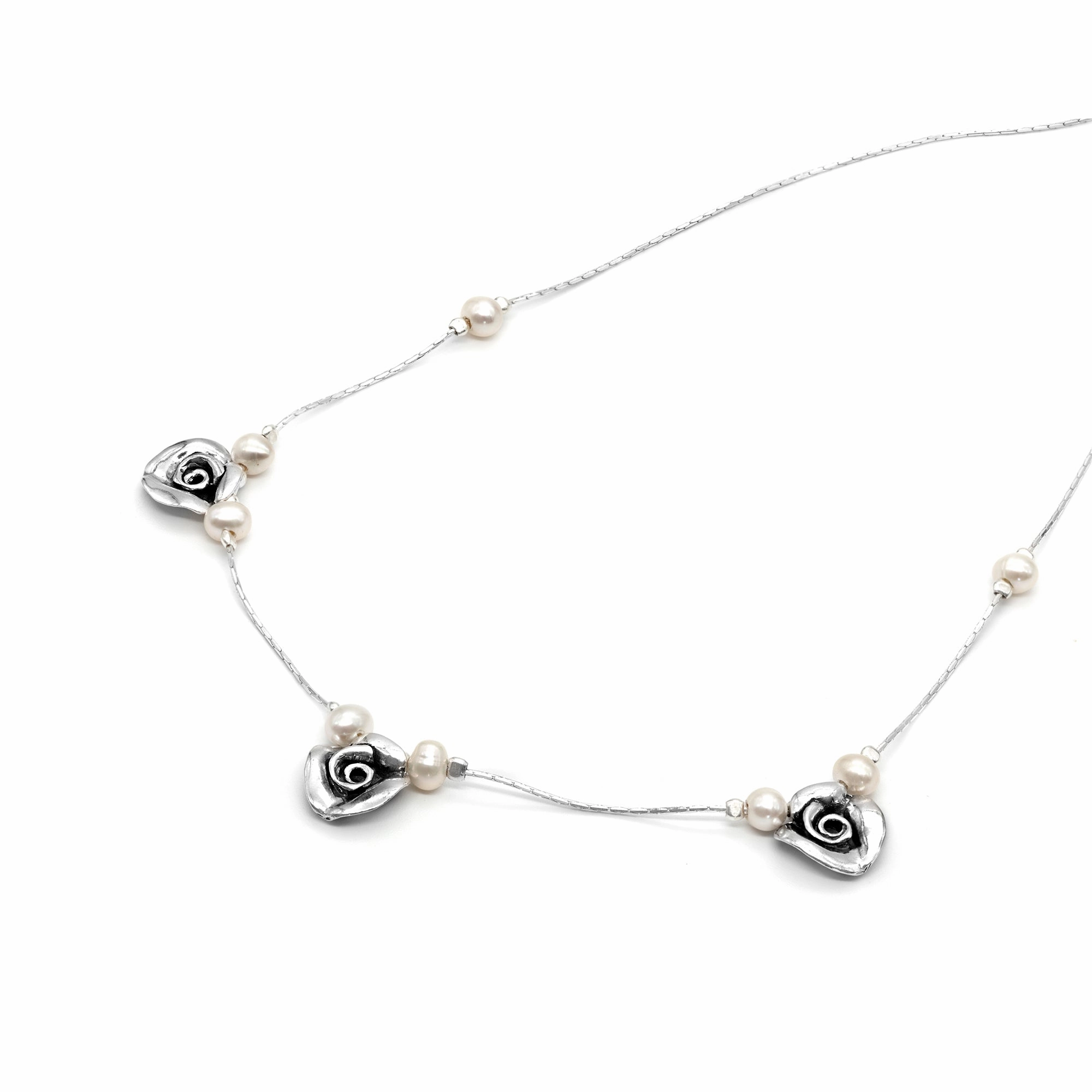Danny Newfeld Sterling Rose Floral Necklace