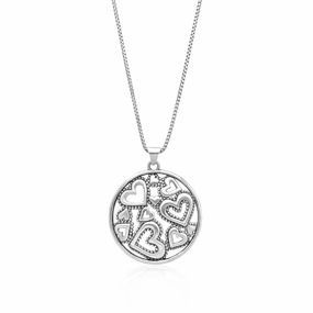 Danny Newfeld Sterling Silver Round Heart Filled Pendant