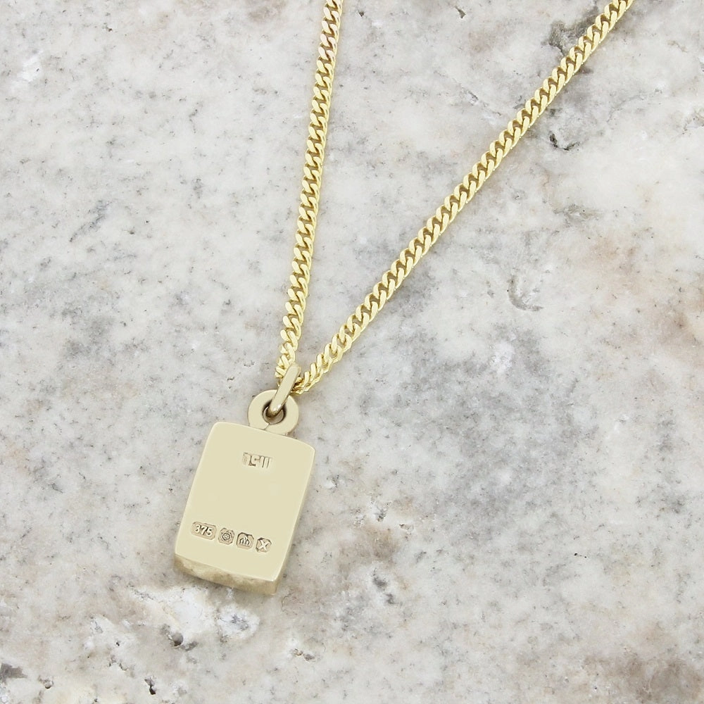 Derbyshire Blue John 9ct Yellow Gold Small Rectangular Pendant Necklace