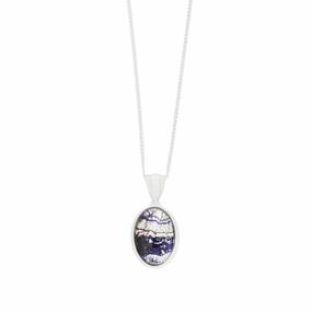 Derbyshire Blue John and Blue Goldstone Silver Pendant and Chain