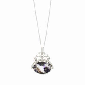 Derbyshire Blue John and Kalahari Stone Silver Spinning Pendant and Chain