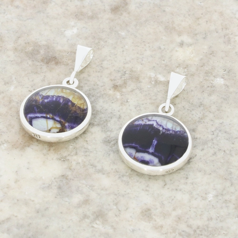 Derbyshire Blue John and Labradorite Round Pendant and Chain