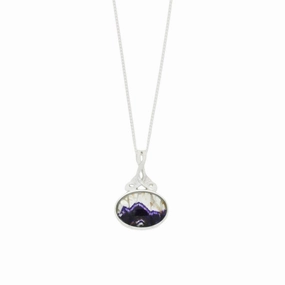 Derbyshire Blue John and Labradorite Silver Medium Pendant and Chain