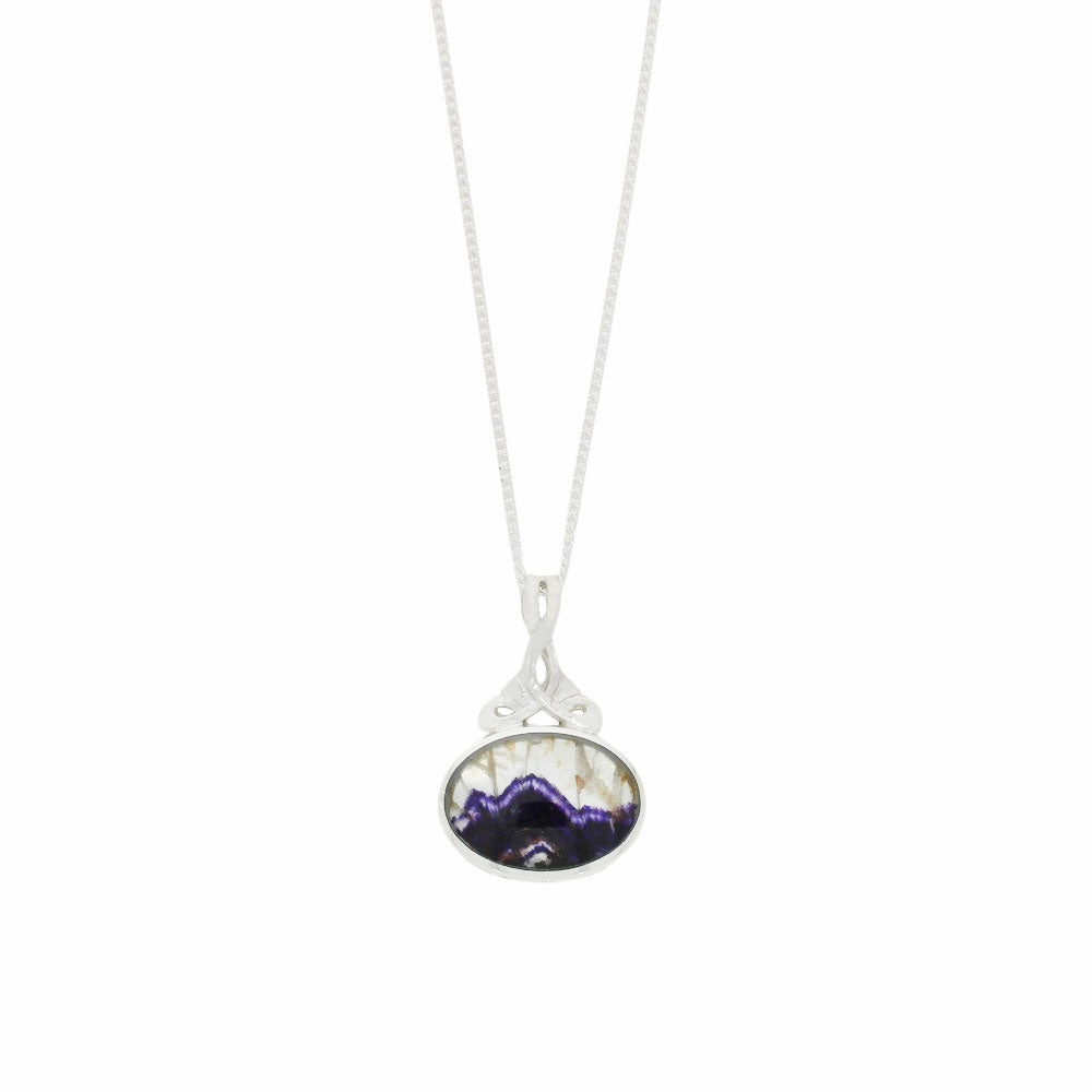 Derbyshire Blue John and Labradorite Silver Medium Pendant and Chain