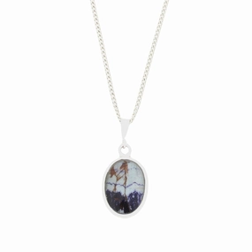 Derbyshire Blue John and Malachite Oval Pendant and Chain