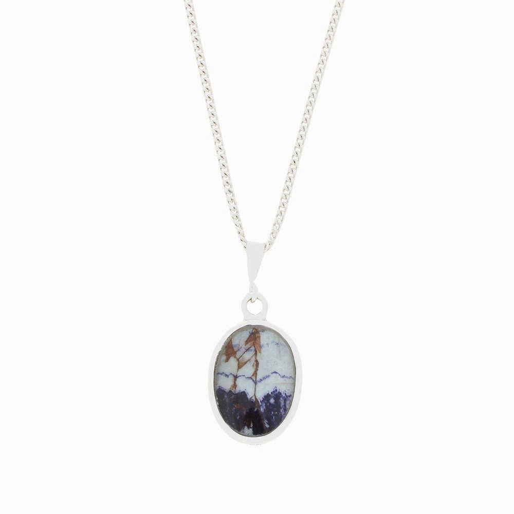 Derbyshire Blue John and Malachite Oval Pendant and Chain