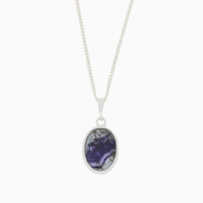 Derbyshire Blue John and Malachite Oval Pendant and Chain