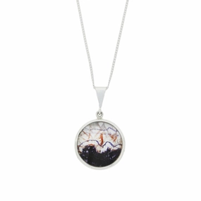 Derbyshire Blue John And Mother of Pearl Round Pendant And Chain