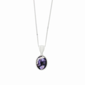 Derbyshire Blue John and Mother of Pearl Silver Pendant and Chain