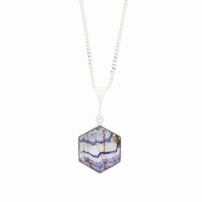 Derbyshire Blue John and Tigers Eye Small Sterling Silver Pendant and Chain