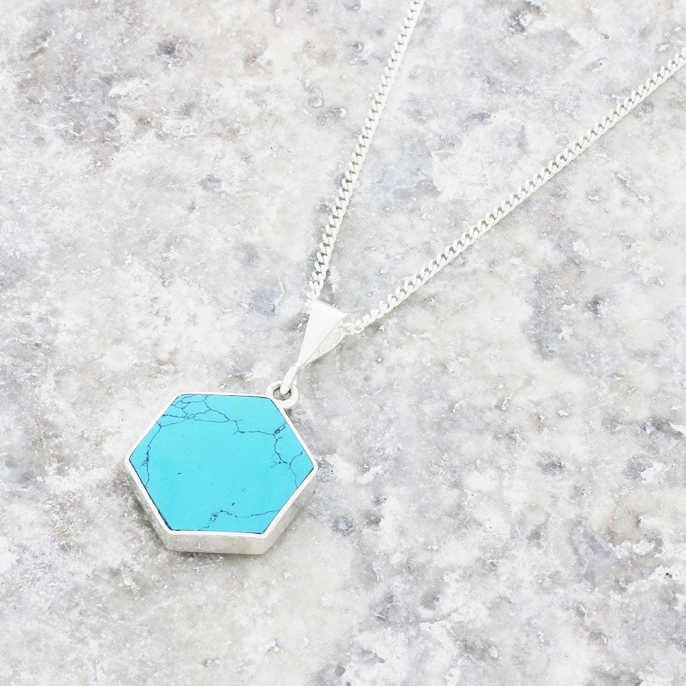 Derbyshire Blue John and Turquoise Small Sterling Silver Pendant and Chain