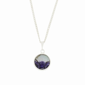 Derbyshire Blue John and Whitby Jet Round Pendant and Chain
