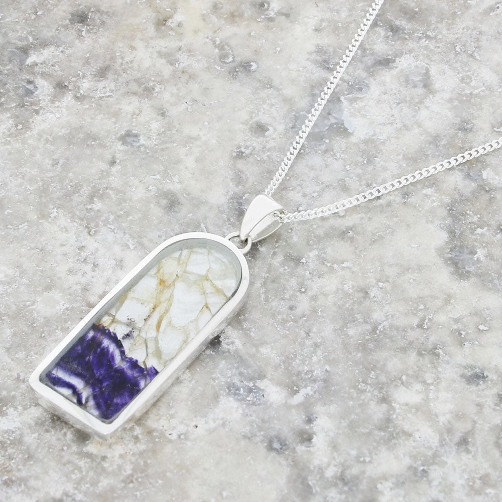 Derbyshire Blue John Arch Shape Pendant And Chain