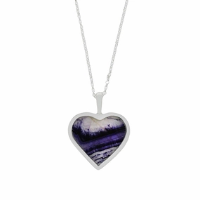 Derbyshire Blue John Heart Pendant And Chain