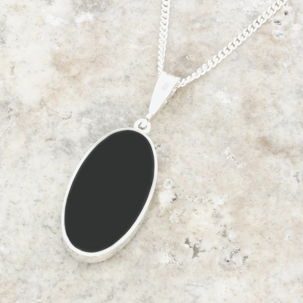 Derbyshire Blue John Large Oval Reversible Pendant and Chain