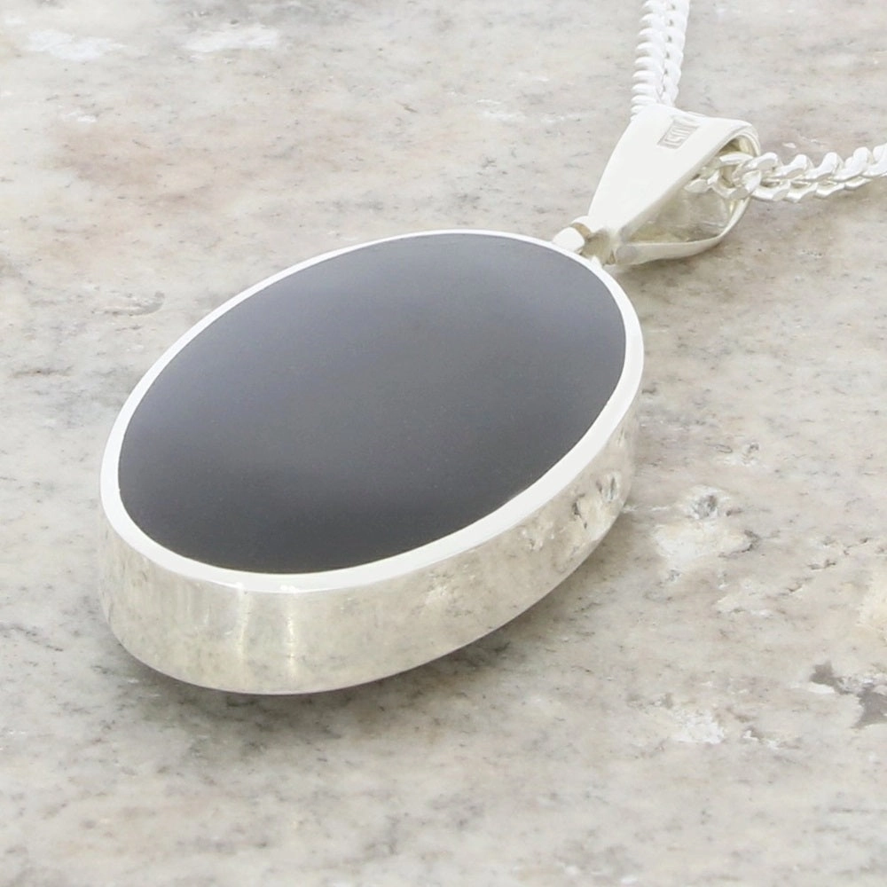 Derbyshire Blue John Large Oval Reversible Pendant and Chain