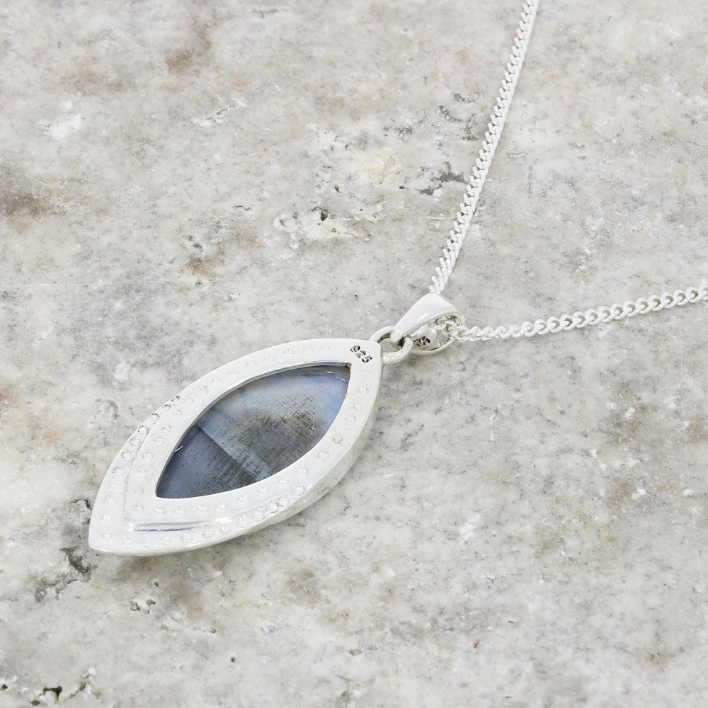 Derbyshire Blue John Marquise Pendant And Chain