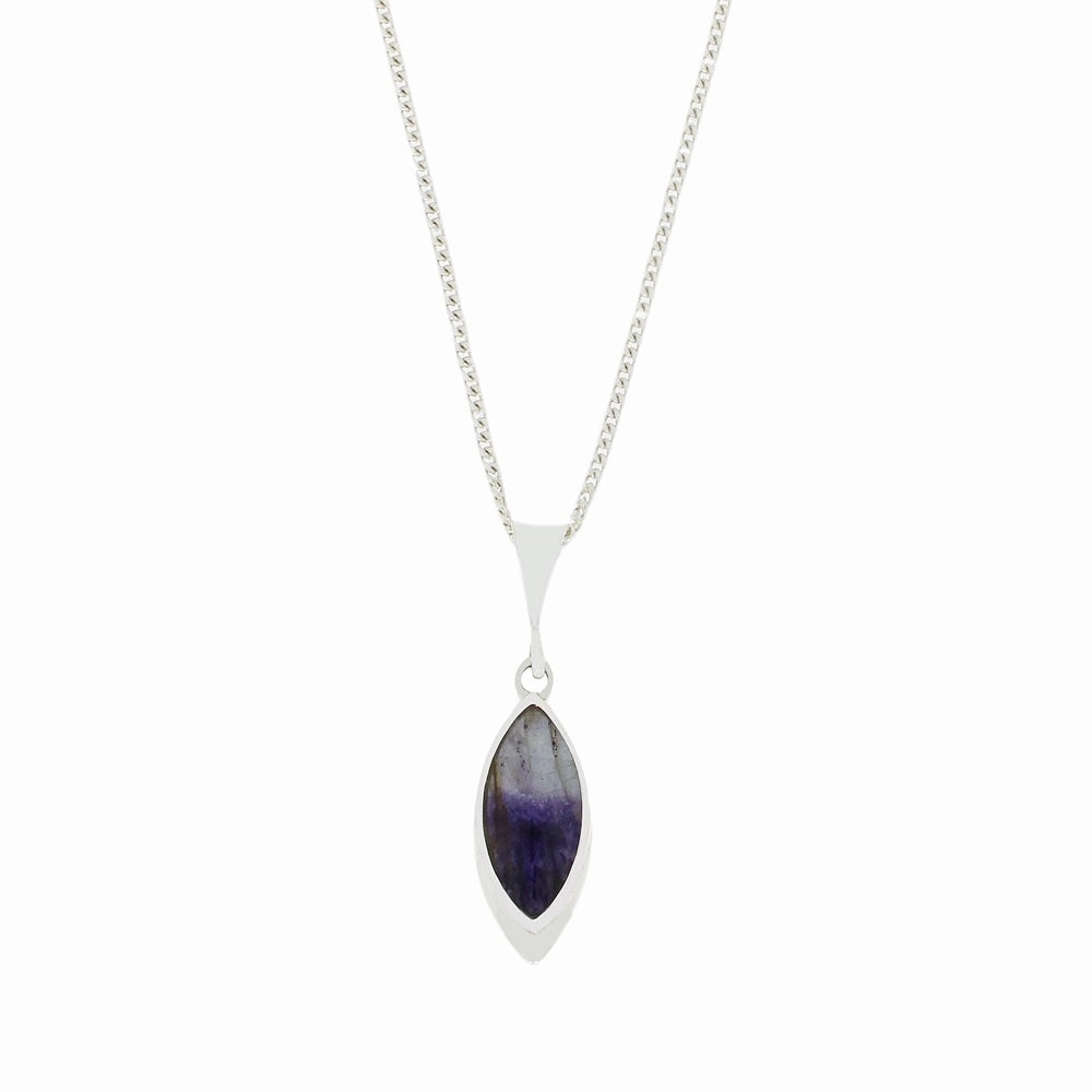 Derbyshire Blue John Marquise Pendant And Chain