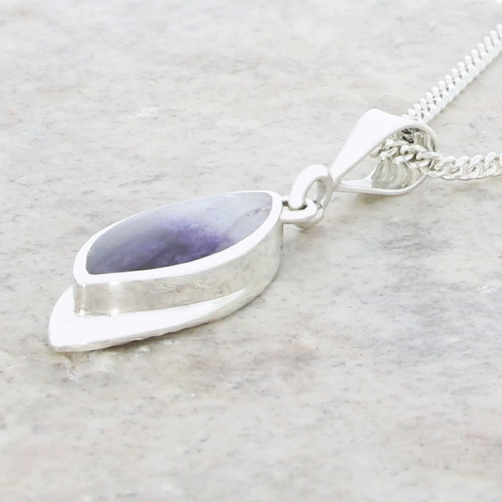 Derbyshire Blue John Marquise Pendant And Chain