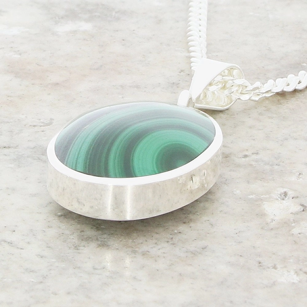 Derbyshire Blue John Medium Oval Reversible Pendant and Chain