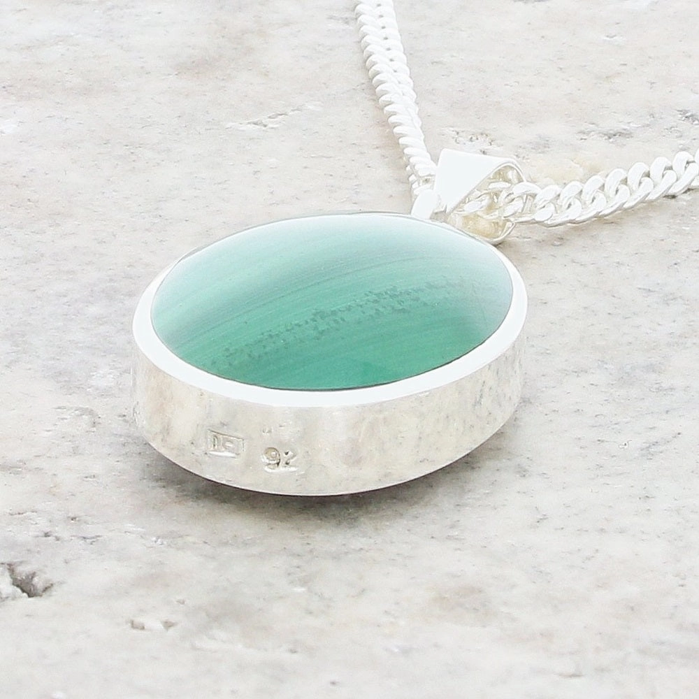 Derbyshire Blue John Medium Oval Reversible Pendant and Chain