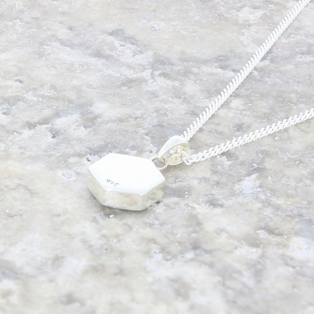 Derbyshire Blue John Mini Hexagonal Sterling Silver Pendant And Chain