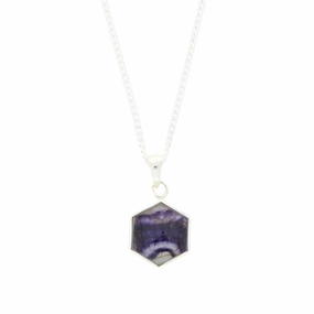 Derbyshire Blue John Mini Hexagonal Sterling Silver Pendant And Chain