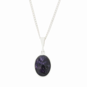 Derbyshire Blue John Oval Reversible Pendant and Chain