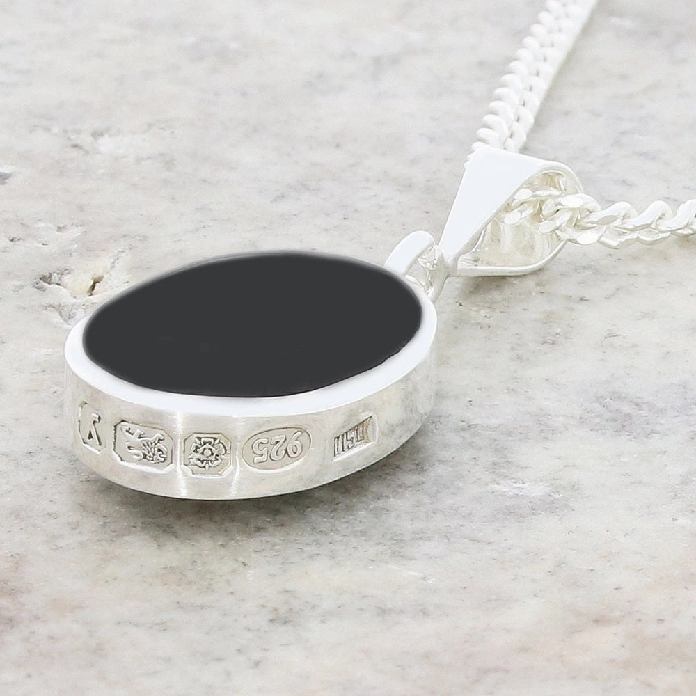 Derbyshire Blue John Oval Reversible Pendant and Chain