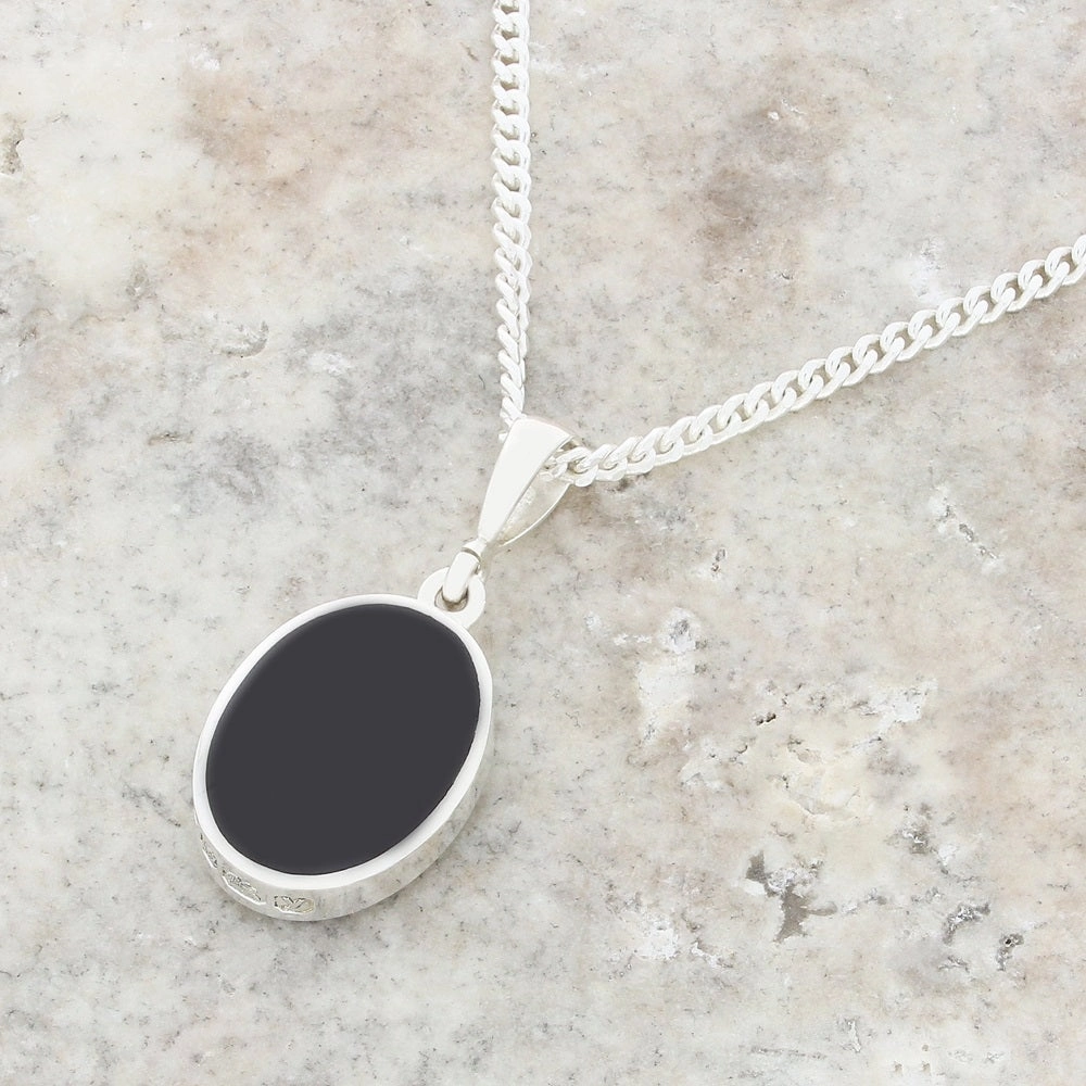 Derbyshire Blue John Oval Reversible Pendant and Chain