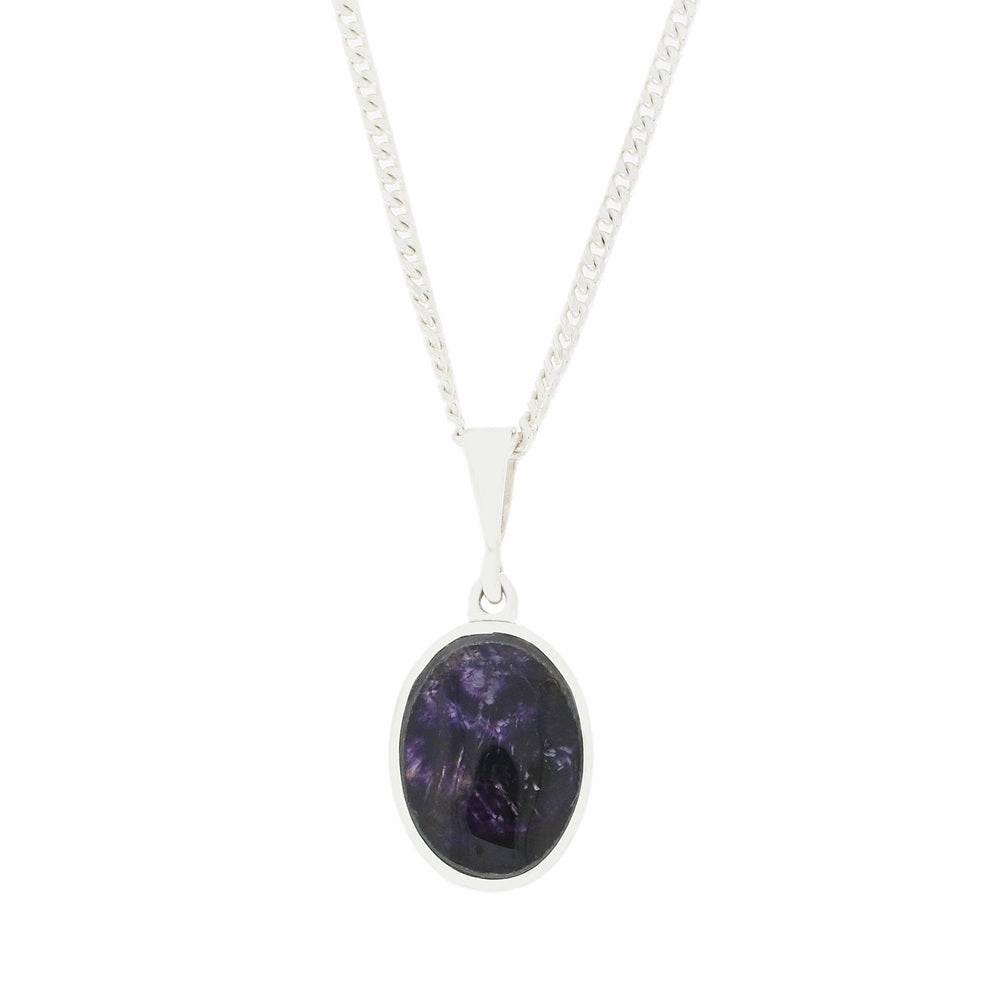 Derbyshire Blue John Oval Reversible Pendant and Chain