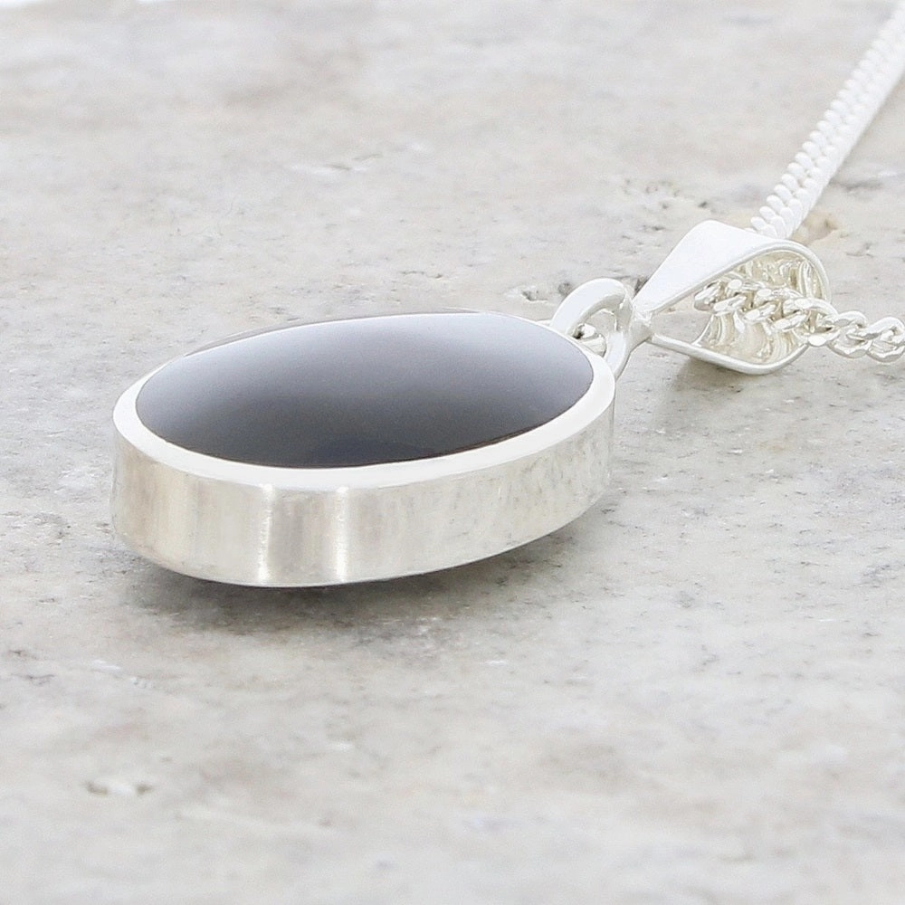 Derbyshire Blue John Oval Shape Reversible Pendant and Chain