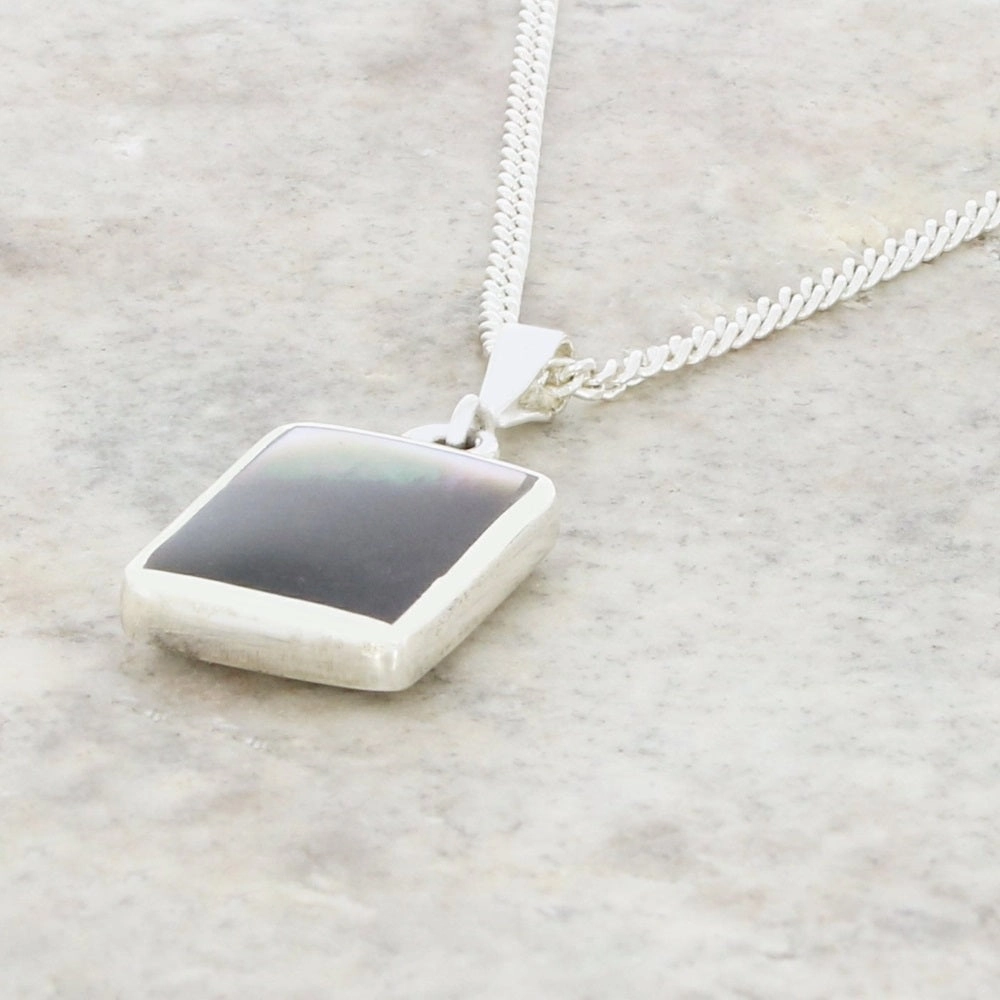 Derbyshire Blue John Rectangular Reversible Pendant and Chain