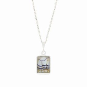 Derbyshire Blue John Rectangular Reversible Pendant and Chain