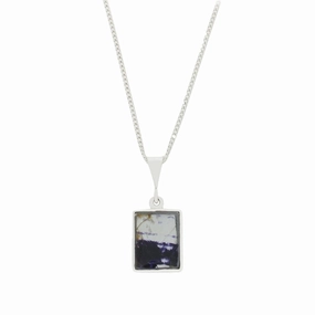 Derbyshire Blue John Rectangular Shape Reversible Pendant and Chain