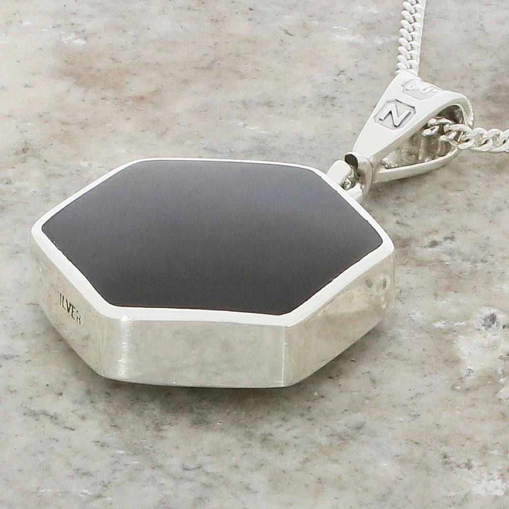 Derbyshire Blue John Reversible Hexagonal Pendant And Chain