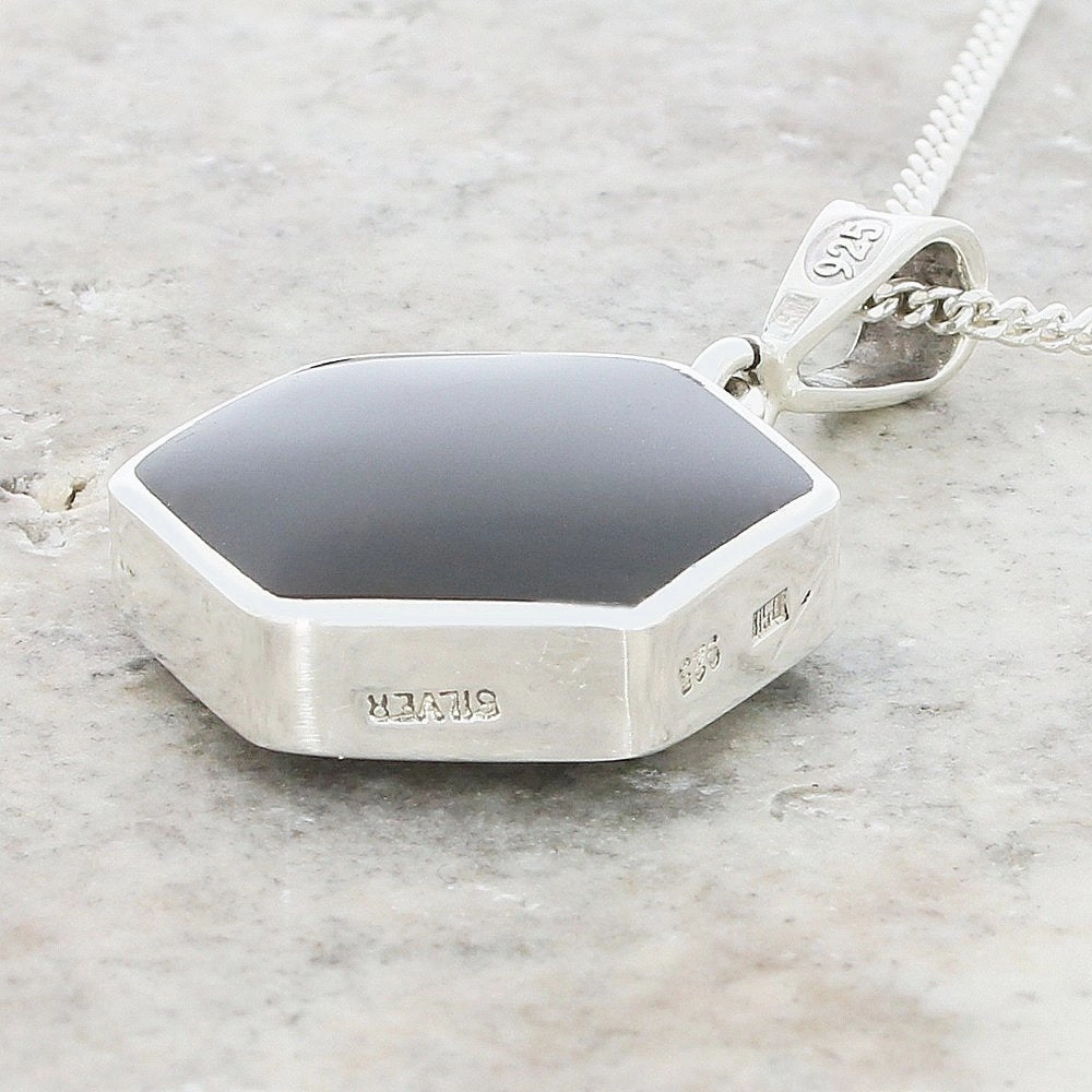 Derbyshire Blue John Reversible Hexagonal Pendant And Chain