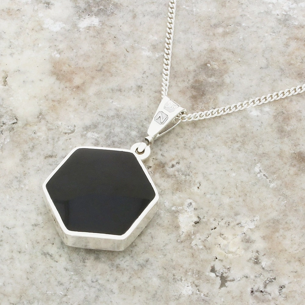 Derbyshire Blue John Reversible Hexagonal Pendant And Chain